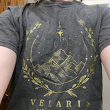 Clacive-SJM Merch Gold Print Velaris Shirt The Night Court T-shirt Retro Print T-Shirt Bookish Gift Y2K Top Washed Distressed Top