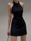Black Halter Party Mini Dress