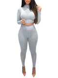 Clacive 2 Piece Sets Sport Suit Celebrity Women  Long Sleeve Crop Tops High Waist Leggings Pants Workout Seamless Clothes Tracksuit