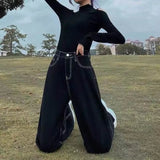 Clacive-Spring Autumn New Fashion High Waist Pocket Solid Color Wide Legs Casual Versatile Western Commuting Loose Clothing Women Pants