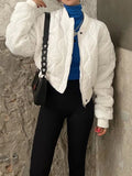Clacive White Women Light Parkas Designed Winter Korean Slim Puffer Coat Casual O Neck Thick Cotton Padded Female Short Jacket