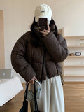 Clacive Korean Fashion Women Puffy Coats Simple Solid Loose Short Parkas Winter Thick Warm Elegant Cotton Padded Female Down Jacket