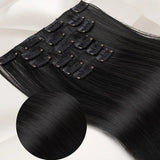 Clacive-Black Hair Extensions 24"/60cm 140g 6pcs/set Women Long Straight Synthetic Full Head Clip 16 Clips Ombre Heat Resistant Fiber