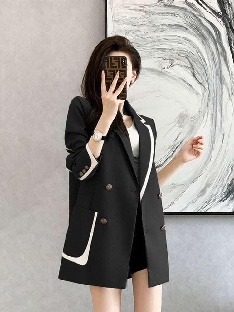 Clacive Oversize 4Xl Fashion Blazer Women Elegant Loose Long Sleeve Suit Coat Korean Office Lady High Quality Casual Jackets New