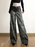 Clacive-Classic Vintage All-match Casual Trendy Cool Youth Vitality Women's Patchwork Gender-free Wide Leg Pants Trousers