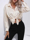 Clacive 2023 Spring Summer Leopard Satin Shirt Women Button Up Shirt Ladies Blouses Silk Loose Long Sleeve Shirts For Women
