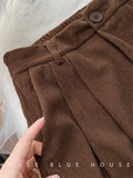 Clacive High Waist Women Retro Corduroy Pants Fall Straight Causal Full Length Trousers Vintage Coffee Pockets All Match Pants New