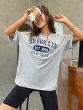 Clacive-Brooklyn EST.1998 NEW YORK City Printed T-Shirt Female Cotton Breathable Short Sleeve Summer High Quality Brand Streetwear Women