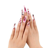 Clacive-Anime Fake Nails Strawberry Ballerina False Nails Ombre Pink Nail Art Detachable Kawaii Nail Accessories Press on Nails Decor