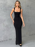 Clacive Elegant Sleeveless Sexy Maxi Dress For Women Summer New Square Collar Bodycon Club Party Long Tank Dress New 2024