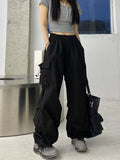 Clacive Streetwear Hip Hop Cargo Pants Women Fashion Pockets Oversize Loose Trousers Summer Bf Korean High Waist Wide Leg Pants New
