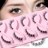 Clacive-5 Pairs L Curl Cat/Fox Eye Clear Band Wispy Faux Mink Soft Winged Eyelashes 15mm Natural Look L Shaped False Eyelashes Makeup