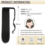 Clacive-Long Straight/Wavy Ponytail Extended By 22 Inches Wrapped Synthetic Hair Extension Clip In Wig For Women Natural Soft Daily Use