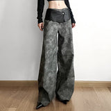 Clacive-Classic Vintage All-match Casual Trendy Cool Youth Vitality Women's Patchwork Gender-free Wide Leg Pants Trousers