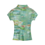 Clacive-Taop&Za 2024 Summer New Product Women's Fashion and Casual Versatile Printed Wrinkled Short sleeved T-shirt