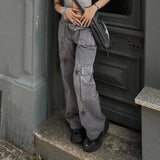 Clacive-Streetwear Low Waist Distressed Baggy Jeans Y2K Harajuku Gothic Tie Dye Denim Trousers Straight Leg Long Pants Bottom