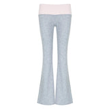 Clacive-Y2K Contrast Color Flare Pants Women Casual Leggings Vintage Streetwear Female Low Waist Trousers Patchwork Sweatpants Joggers