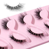 Clacive-5 Pairs L Curl Cat/Fox Eye Clear Band Wispy Faux Mink Soft Winged Eyelashes 15mm Natural Look L Shaped False Eyelashes Makeup