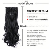 Clacive-Black Friday 7Pcs 16 Clips 24 Inch Wavy Curly Full Head on Double Weft Hair Extensions Dark Black24 Inch For Women In Daily Use