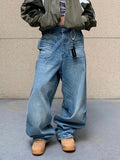 Clacive-Women American Vintage Mom Jeans Baggy Jeans Grunge Classical Loose Denim Pants Cyber Punk Hip-pop Stacked Jeans Y2k Streetwear