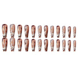 Clacive-24PCS/SET Long Coffin Ballerina French Line Art Glitter Fake Nails Fashion Tender Manicure Reusable Nail Art Nail Accessories