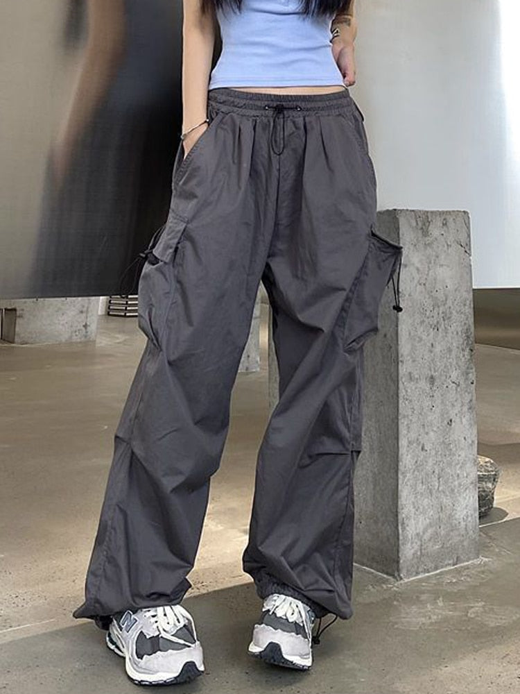 Clacive Streetwear Hip Hop Cargo Pants Women Fashion Pockets Oversize Loose Trousers Summer Bf Korean High Waist Wide Leg Pants New