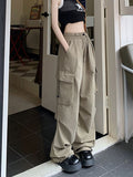 Clacive Y2K Cargo Pants Women Streetwear High Waist Hip Hop Casual Trousers Harajuku Pockets Korean Fashion Female Wide Leg Pants