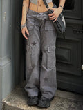 Clacive-Streetwear Low Waist Distressed Baggy Jeans Y2K Harajuku Gothic Tie Dye Denim Trousers Straight Leg Long Pants Bottom