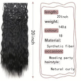 Clacive-6-Piece Clip Type16 Clip Synthetic 22Inch Water Wave Hair Extension Piece Long Mermaid Wavy Synthetic Fiber Women's 1B Daily Use
