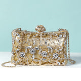 White Casual Patchwork Chains Rhinestone Bags