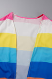 Clacive Multicolor Casual Striped Cardigan Outerwear