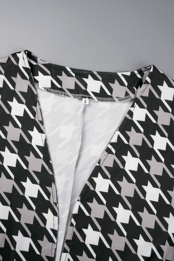 Clacive - Black Casual Print Cardigan Outerwear