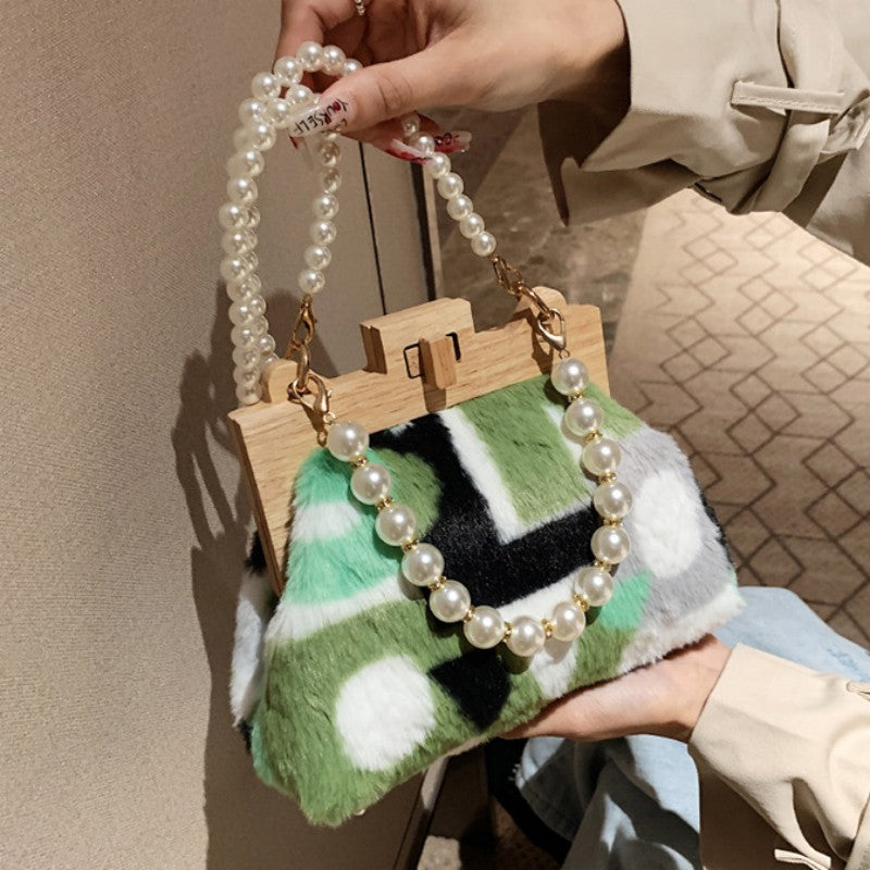 Clacive Green Casual Daily Patchwork Pearl Bags