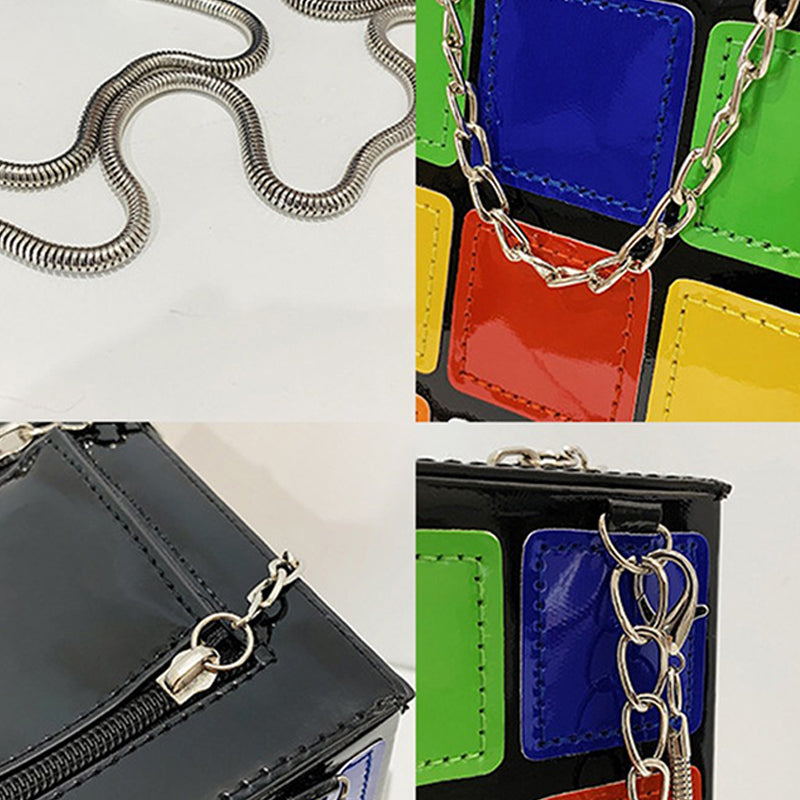 Multicolor Casual Patchwork Contrast Zipper Bags