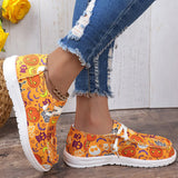 Clacive - Yellow Casual Patchwork Printing Round Comfortable Flats Shoes