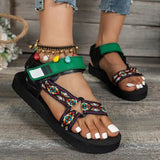 Clacive - Green Casual Patchwork Round Out Door Shoes