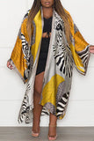 Clacive Gold Casual Print Cardigan Outerwear
