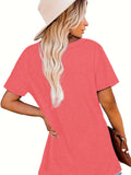 Clacive - Letter MAMA Print Crew Neck T-shirt, Casual Drop Shoulder Short Sleeve Summer T-shirt, Women's Clothing