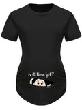 Clacive - Women's Funny Baby And Letter Print Maternity T-Shirt, Comfortable Casual Top For Spring Summer