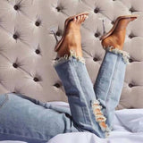 Clacive - Apricot Fashion Casual Patchwork Fish Mouth Shoes