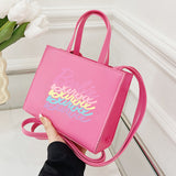 Clacive Rose Red Casual Daily Letter Print Bags