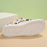 Clacive - White Casual Patchwork Printing Round Comfortable Out Door Shoes