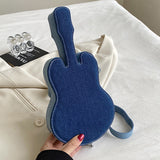 Clacive Blue Casual Patchwork Zipper Violin Messenger Bag