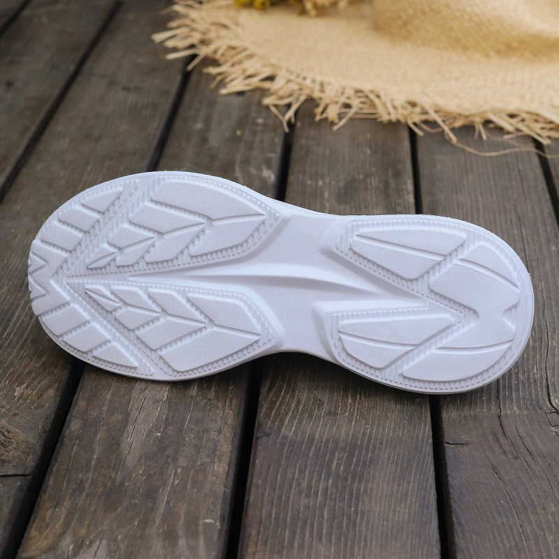 Clacive - White Casual Patchwork Printing Round Mesh Breathable Comfortable Out Door Shoes