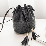 Black Fashion Casual Solid Tassel Design Crossbody Bag