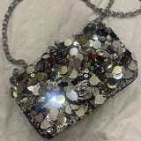 Silver Casual Patchwork Sequins Bags