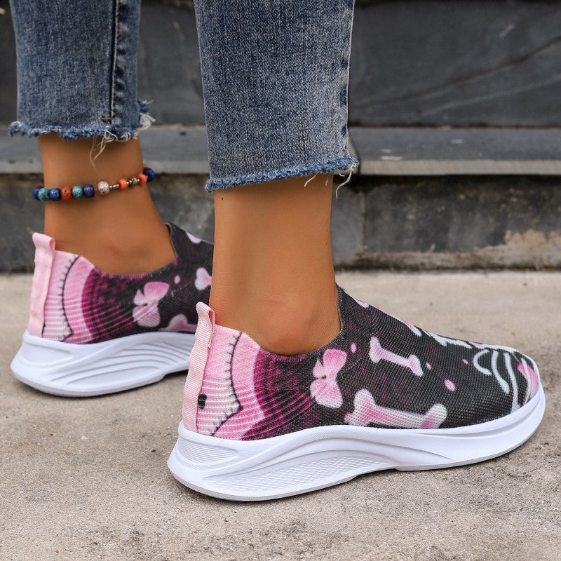 Clacive - Purple Casual Patchwork Printing Round Comfortable Out Door Shoes