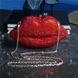 Clacive Red Casual Daily Party Patchwork Rhinestone Bags