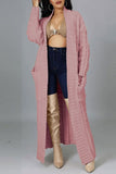 Clacive - Rose Red Casual Street Solid Slit Cardigan Weave Outerwear
