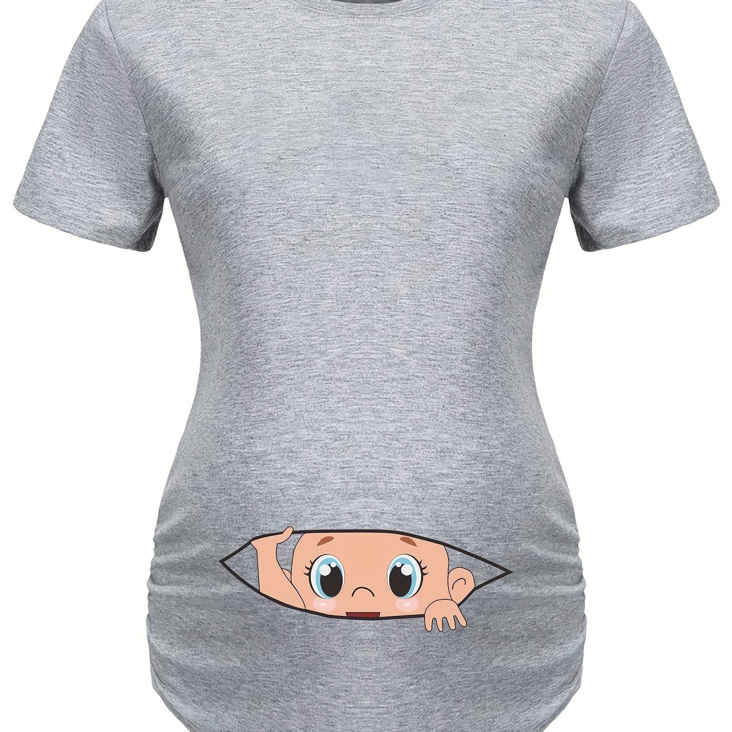 Clacive - Women's Maternity Casual Trendy T-shirt With Cute Cartoon Baby Graphic For Summer Holiday